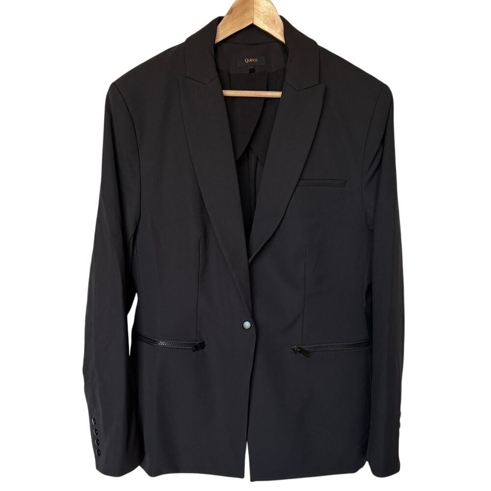 Quince Scuba Single Breasted Convertable Blazer Black - Fitted - Zip Pockets  XL